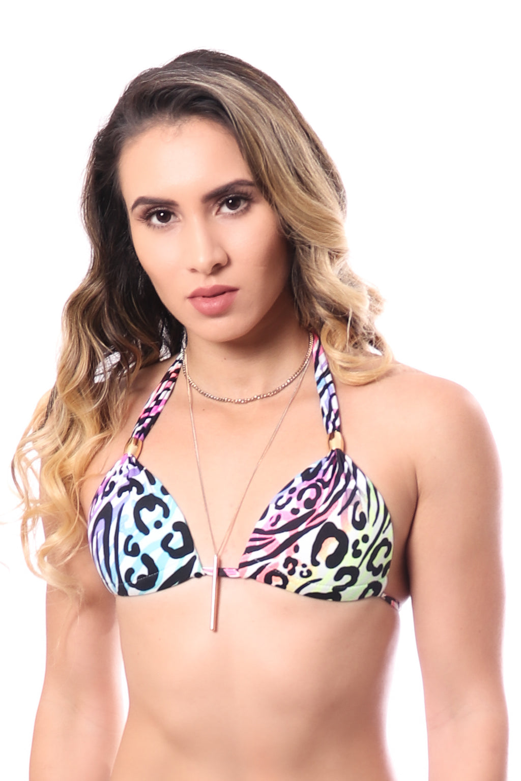 Bikini Top, Star/Triangle Design, Tigerish Color