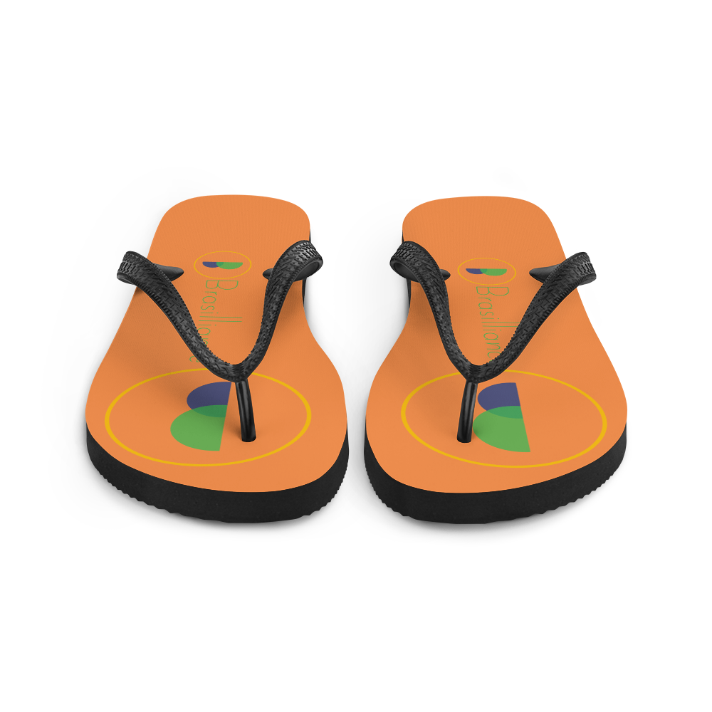 Brasilliance Logos on Orange, Men's & Women's Flip-Flops